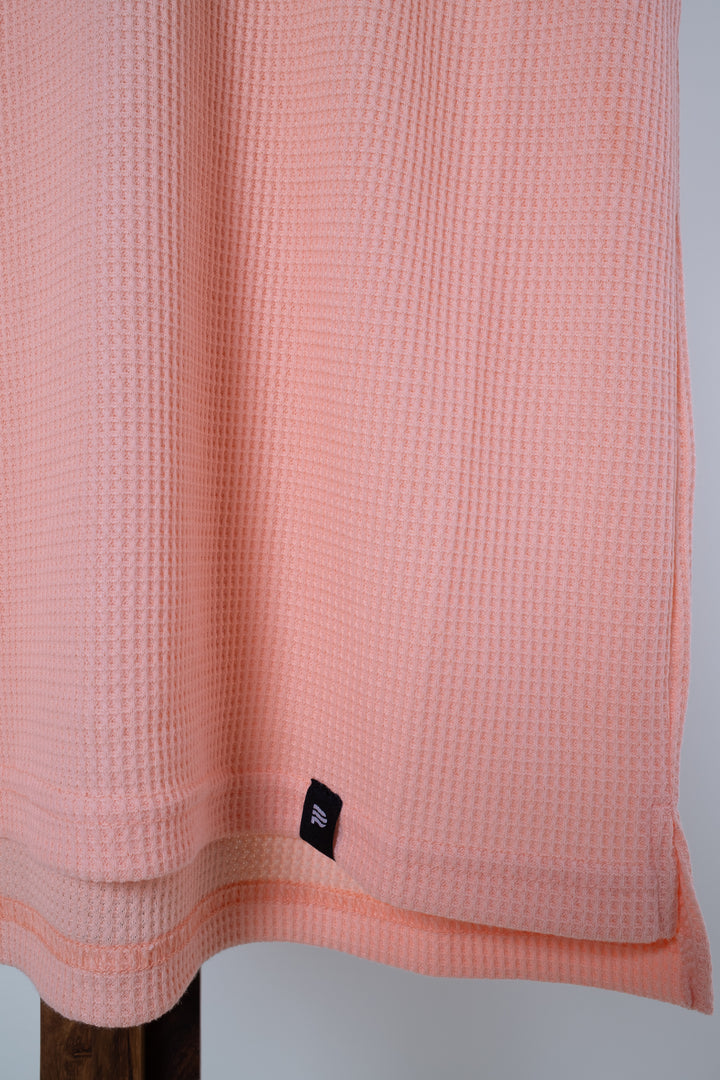 Playera Tipo Polo Tela Waffle - Salmón