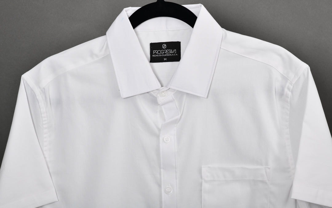 Camisa oxford manga corta cuello normal - blanco - STRETCH