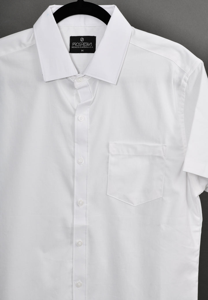 Camisa oxford manga corta cuello normal - blanco - STRETCH