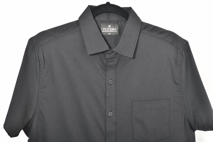 Camisa oxford manga corta cuello normal - negro