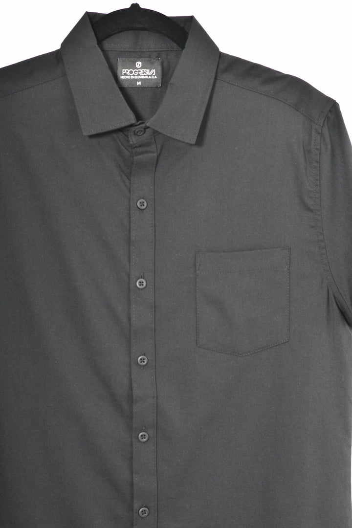 Camisa oxford manga corta cuello normal - negro