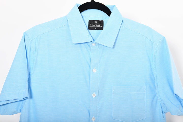 Camisa oxford manga corta cuello normal - cielo