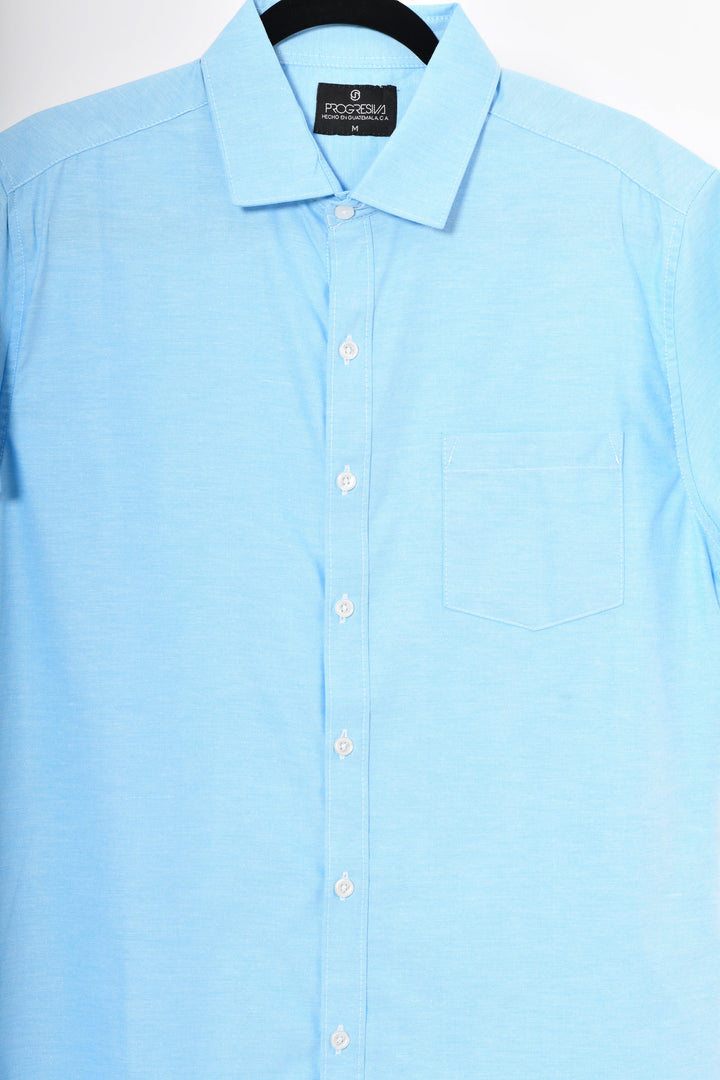 Camisa oxford manga corta cuello normal - cielo