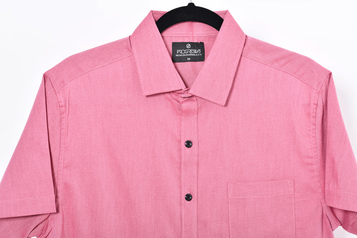 Camisa oxford manga corta cuello normal - palo rosa claro