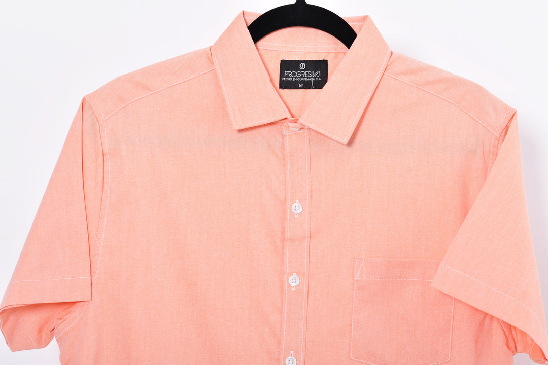Camisa oxford manga corta cuello normal - naranja