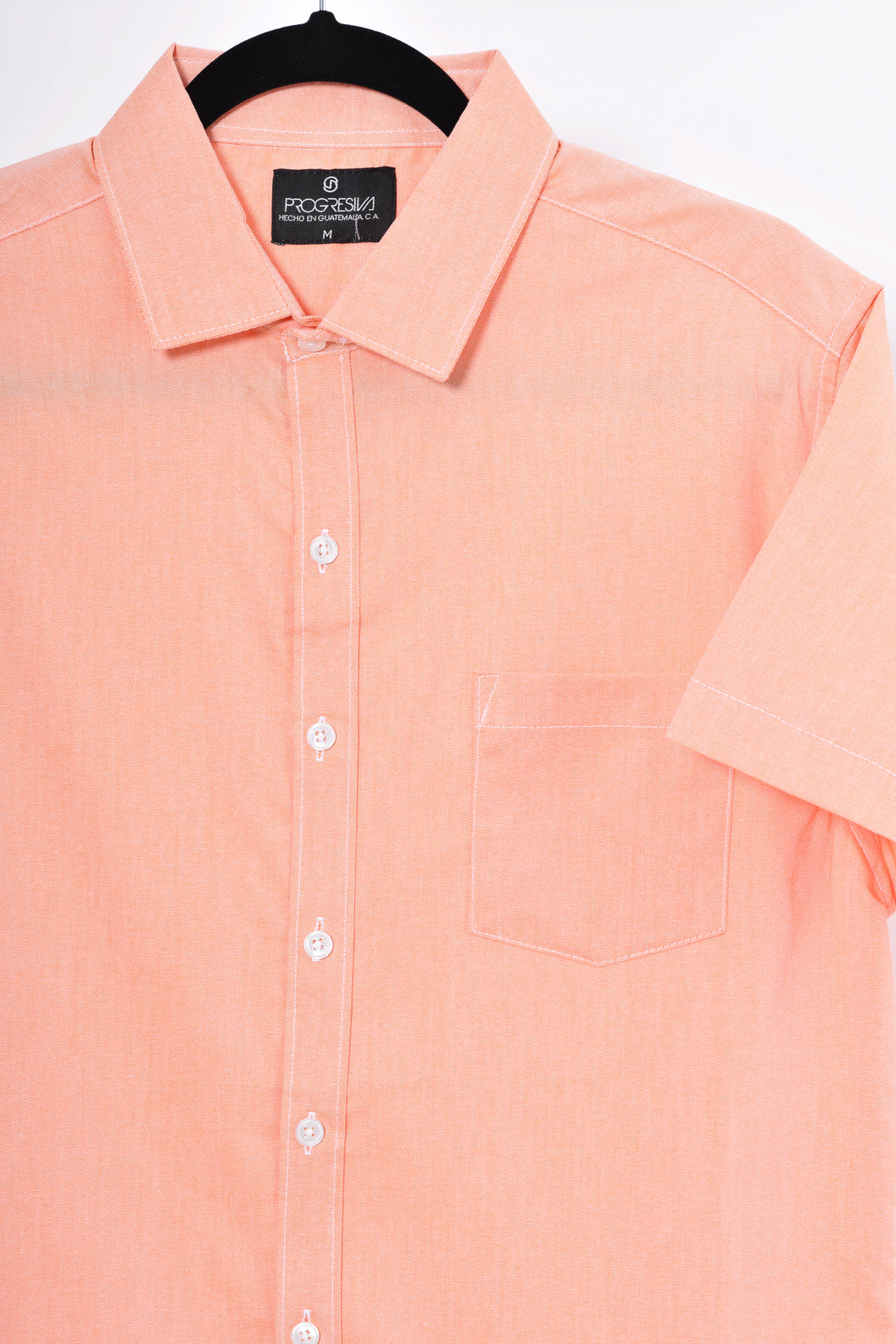Camisa oxford manga corta cuello normal - naranja