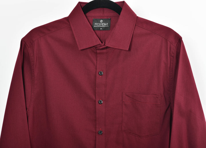 Camisa oxford manga larga cuello normal - corinto