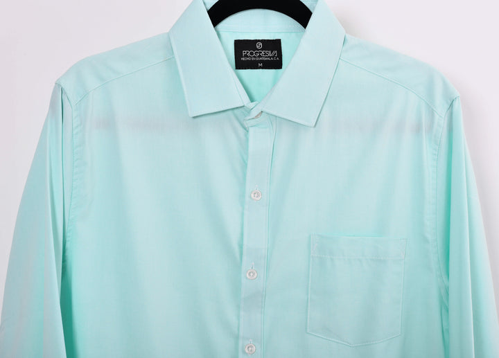 Camisa oxford manga larga cuello normal - verde menta