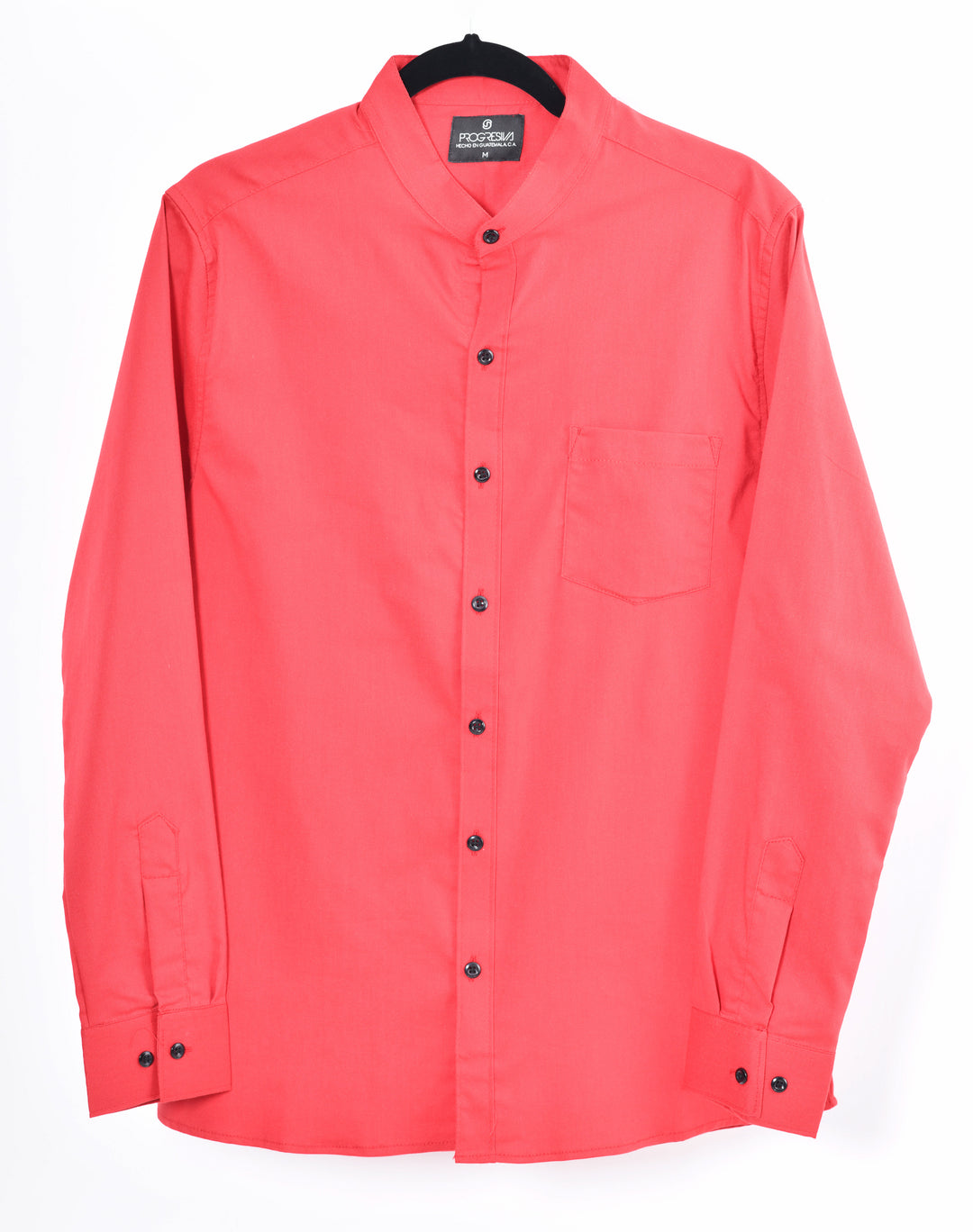 Camisa oxford manga larga cuello chino - rojo