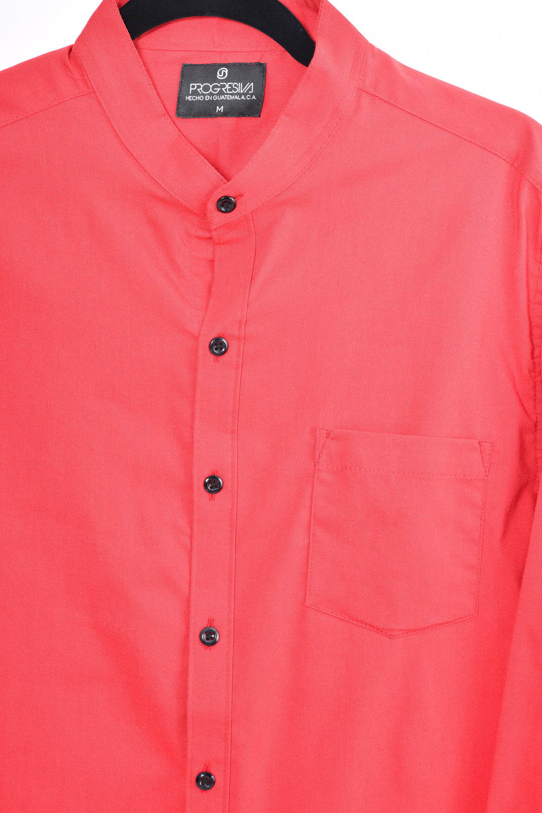 Camisa oxford manga larga cuello chino - rojo