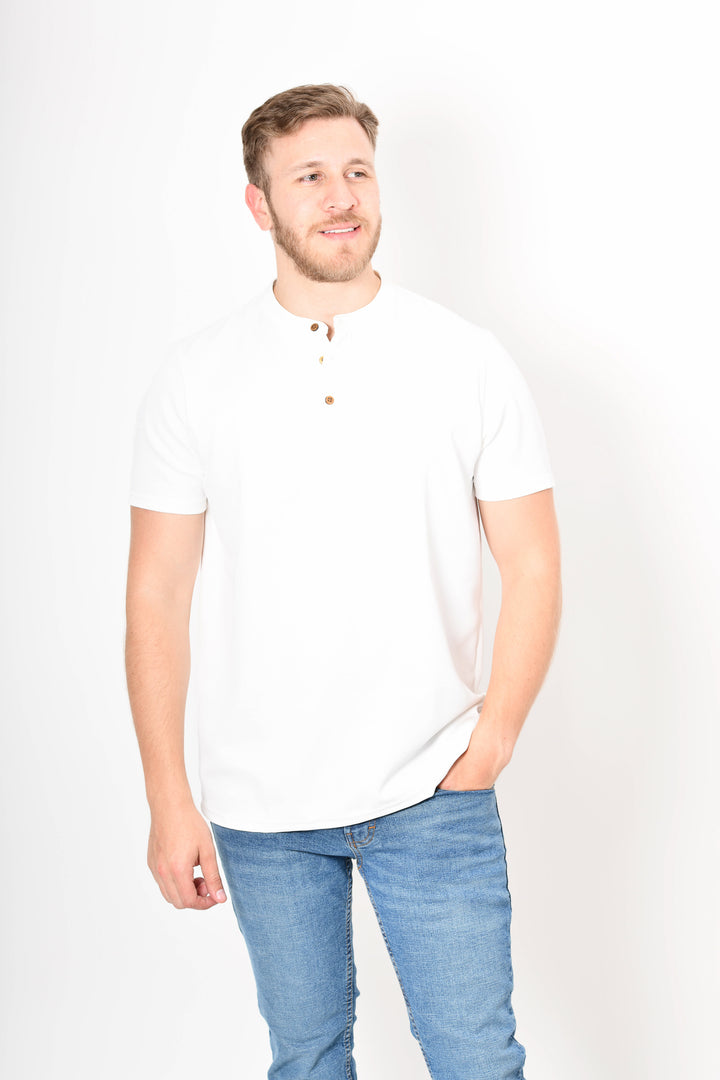 Polo cuello chino - Blanco