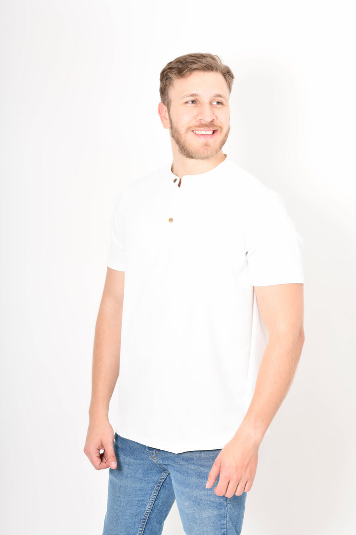 Polo cuello chino - Blanco