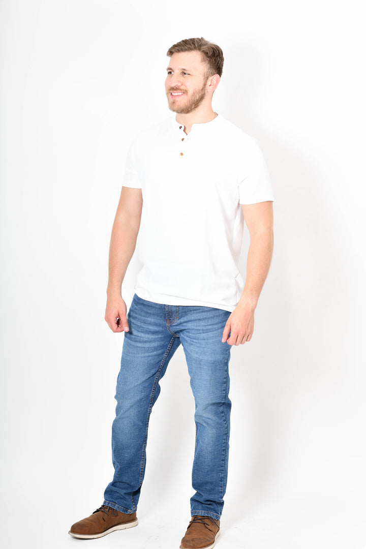 Polo cuello chino - Blanco