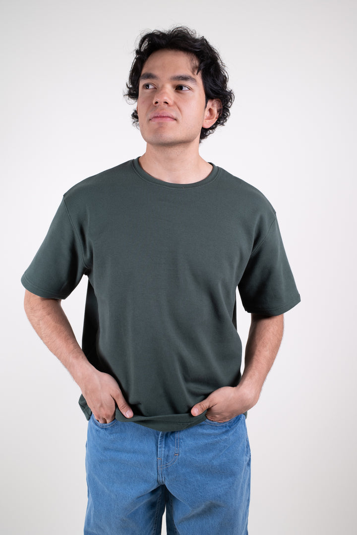 Playera Oversized Fit  - verde oscuro