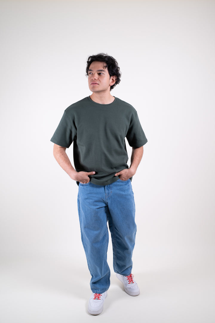 Playera Oversized Fit  - verde oscuro