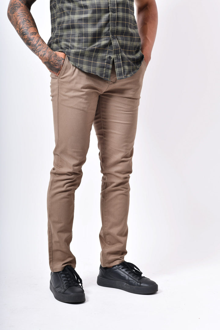 Pantalón  de gabardina skinny - kaki