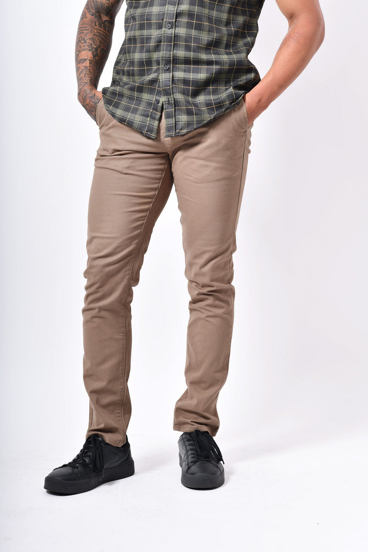 Pantalón  de gabardina skinny - kaki