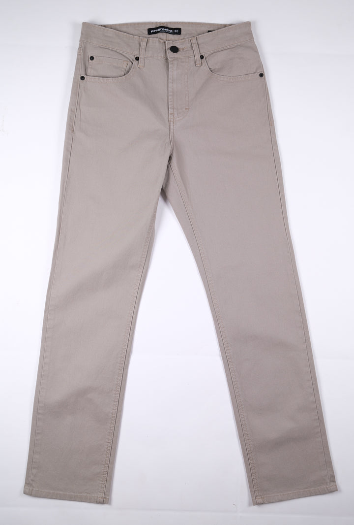 Pantalón de Gabardina - 5 pocket Slim - Beige