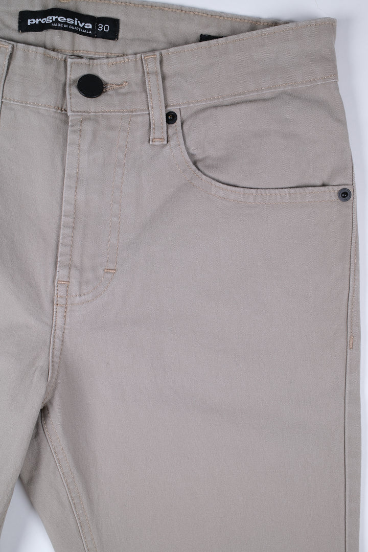 Pantalón de Gabardina - 5 pocket Slim - Beige