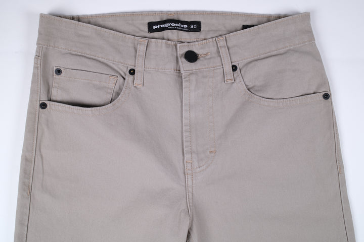 Pantalón de Gabardina - 5 pocket Slim - Beige