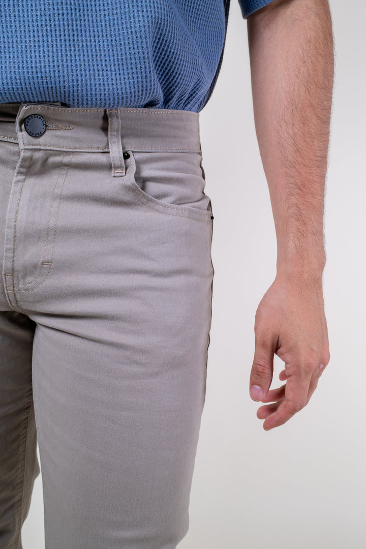 Pantalón de Gabardina - 5 pocket Slim - Beige