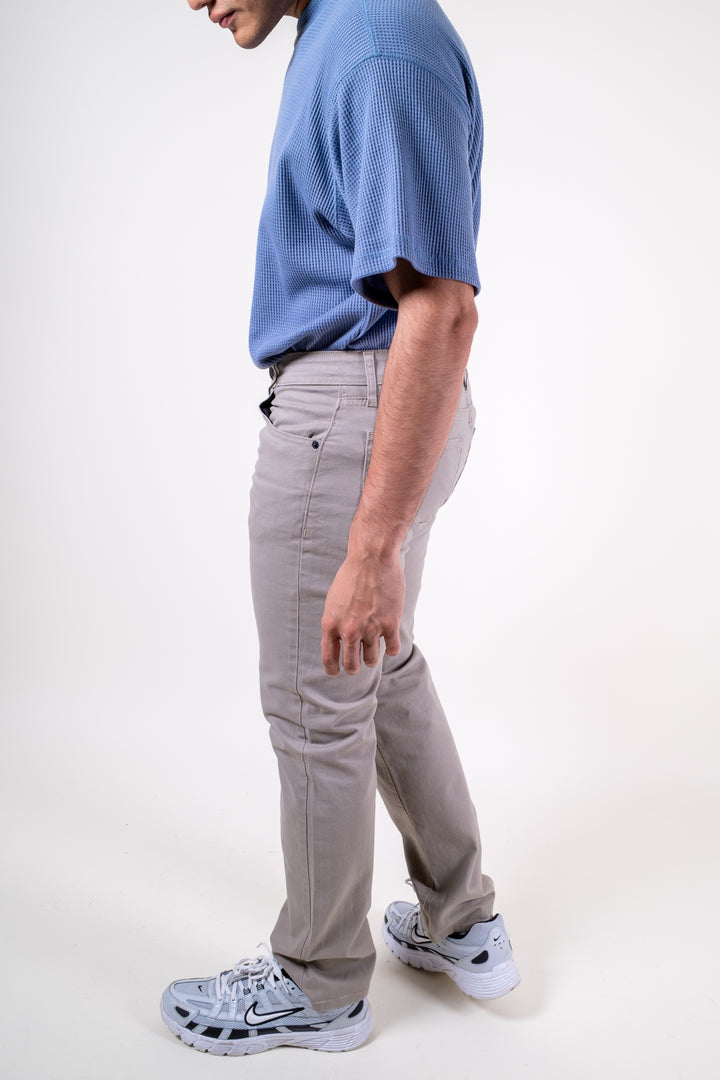 Pantalón de Gabardina - 5 pocket Slim - Beige