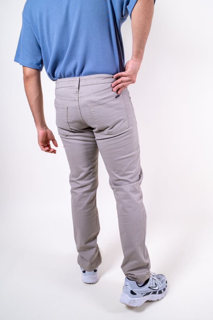 Pantalón de Gabardina - 5 pocket Slim - Beige