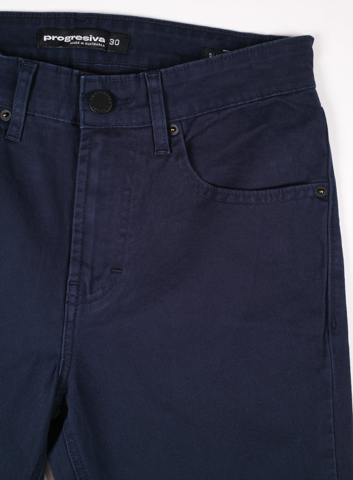 Pantalón de Gabardina - 5 pocket Slim - Azul Marino