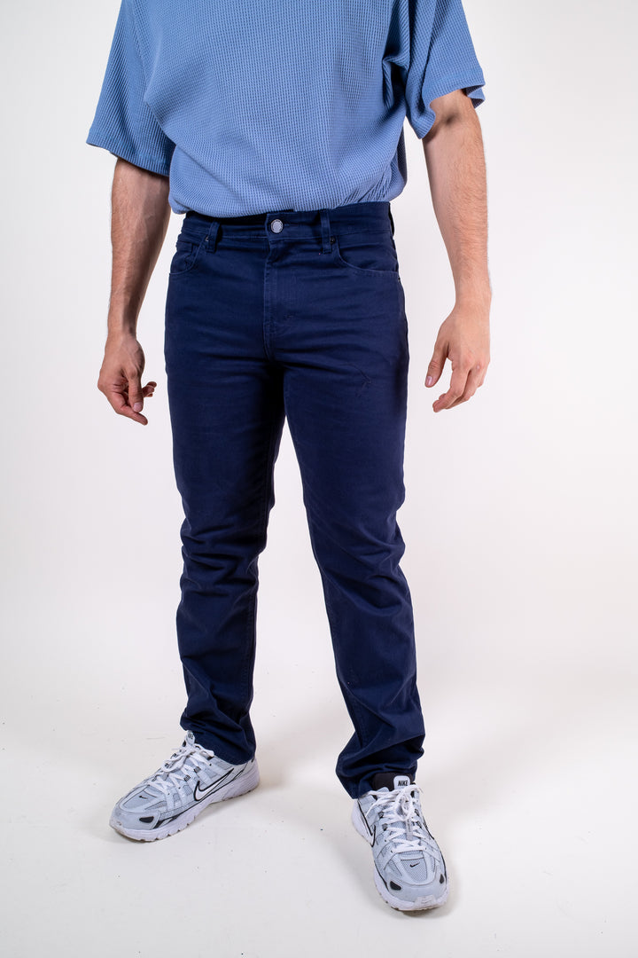 Pantalón de Gabardina - 5 pocket Slim - Azul Marino