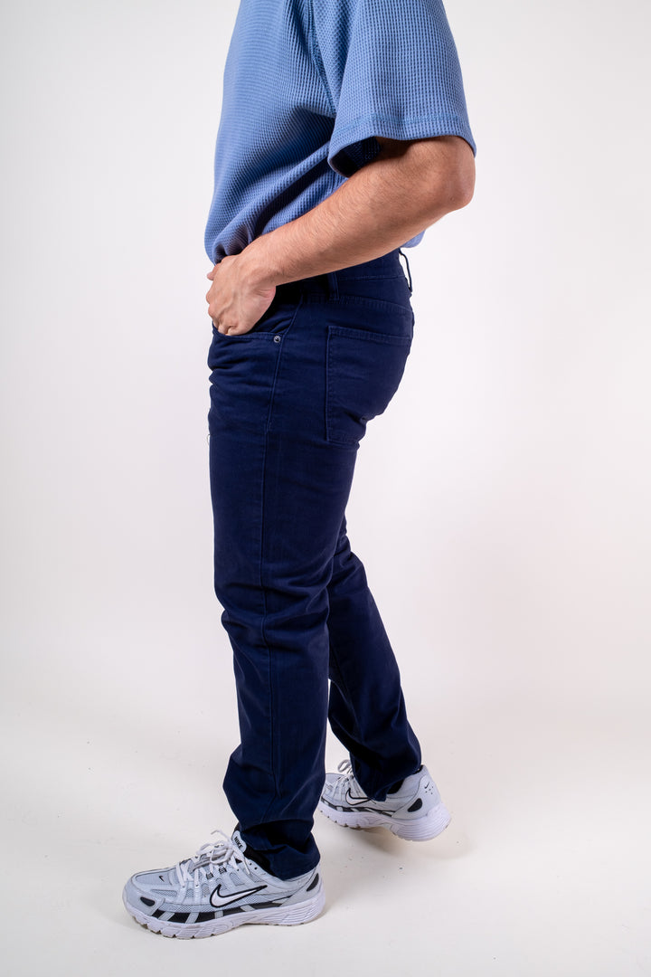 Pantalón de Gabardina - 5 pocket Slim - Azul Marino