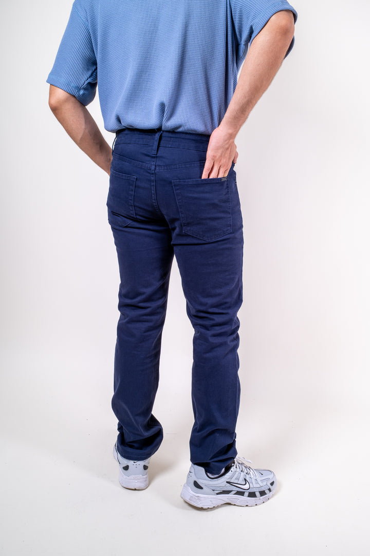 Pantalón de Gabardina - 5 pocket Slim - Azul Marino