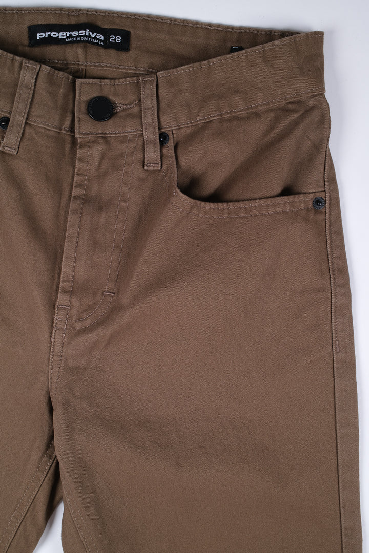 Pantalón de Gabardina - 5 pocket Slim - Tabaco