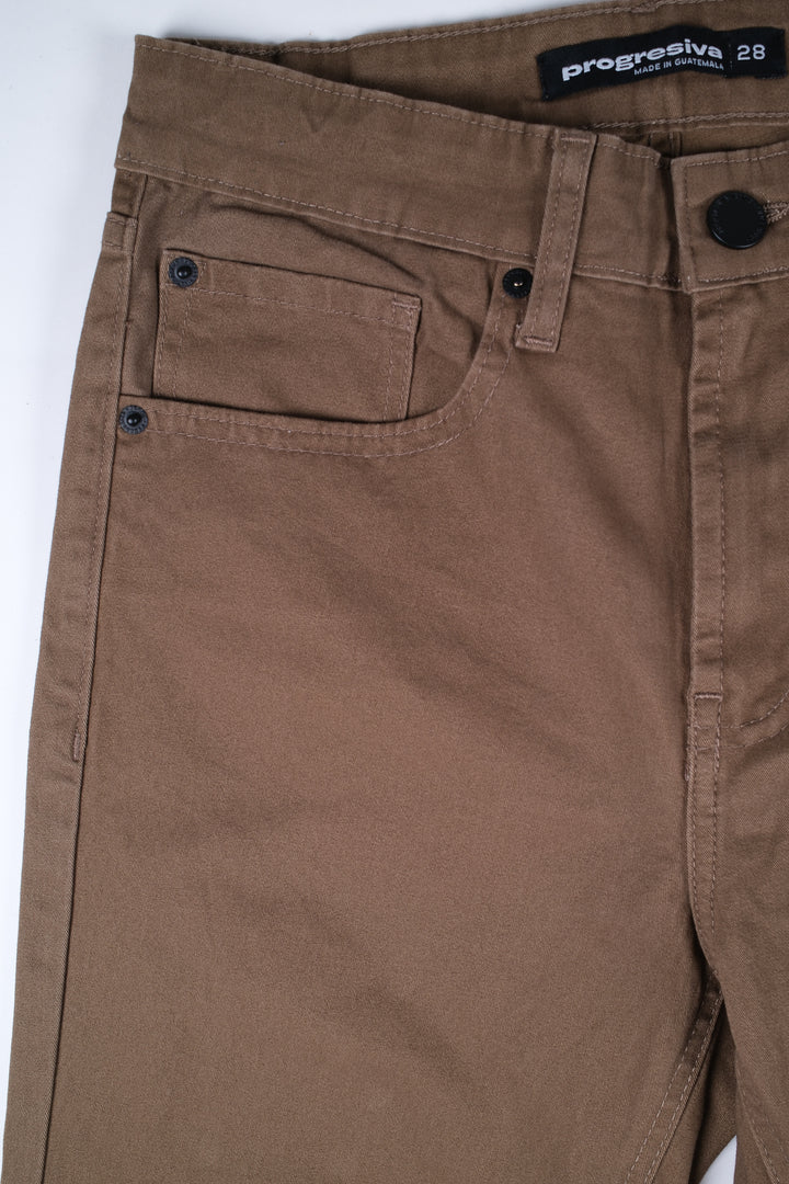 Pantalón de Gabardina - 5 pocket Slim - Tabaco