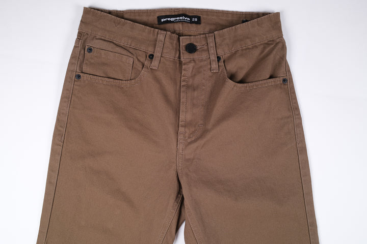 Pantalón de Gabardina - 5 pocket Slim - Tabaco