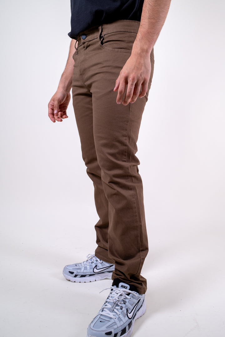 Pantalón de Gabardina - 5 pocket Slim - Tabaco