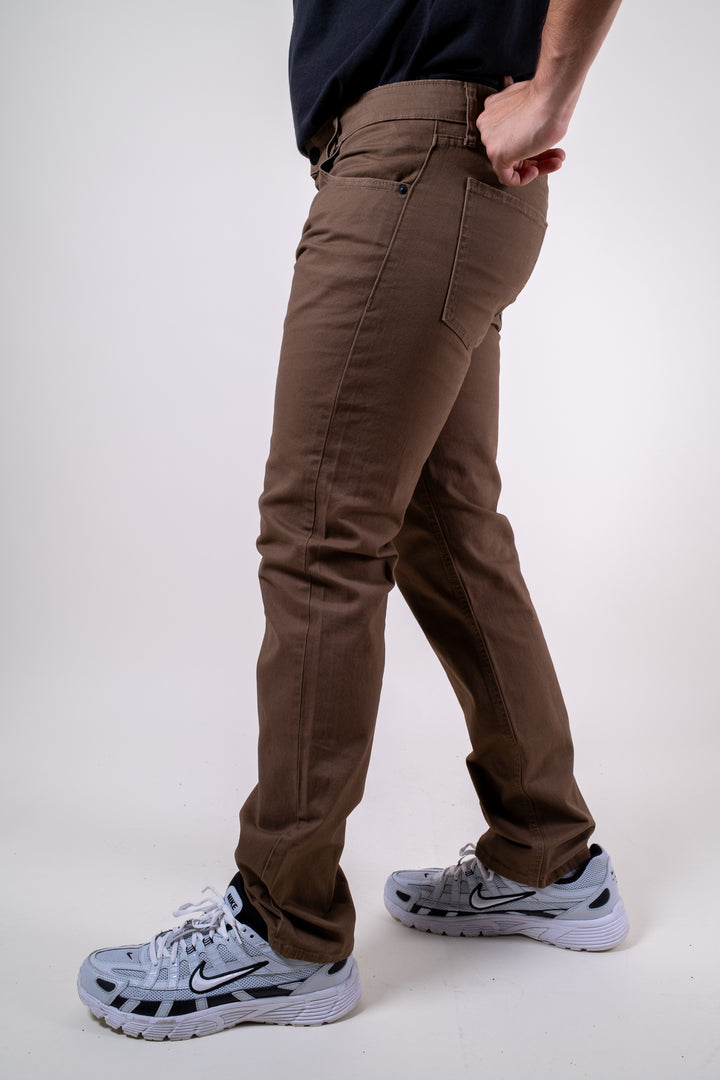 Pantalón de Gabardina - 5 pocket Slim - Tabaco