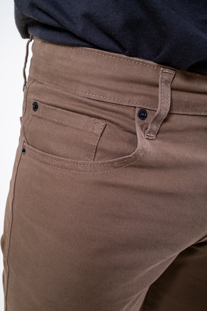 Pantalón de Gabardina - 5 pocket Slim - Tabaco