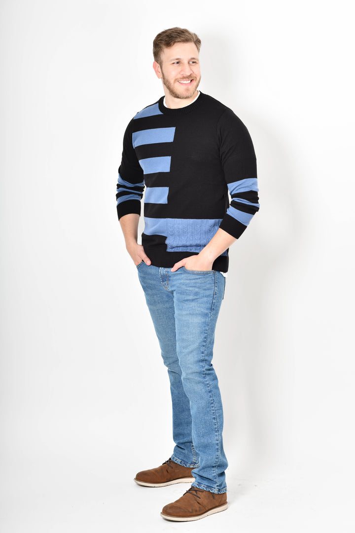 Sueter premium tejido - CELESTE NEGRO