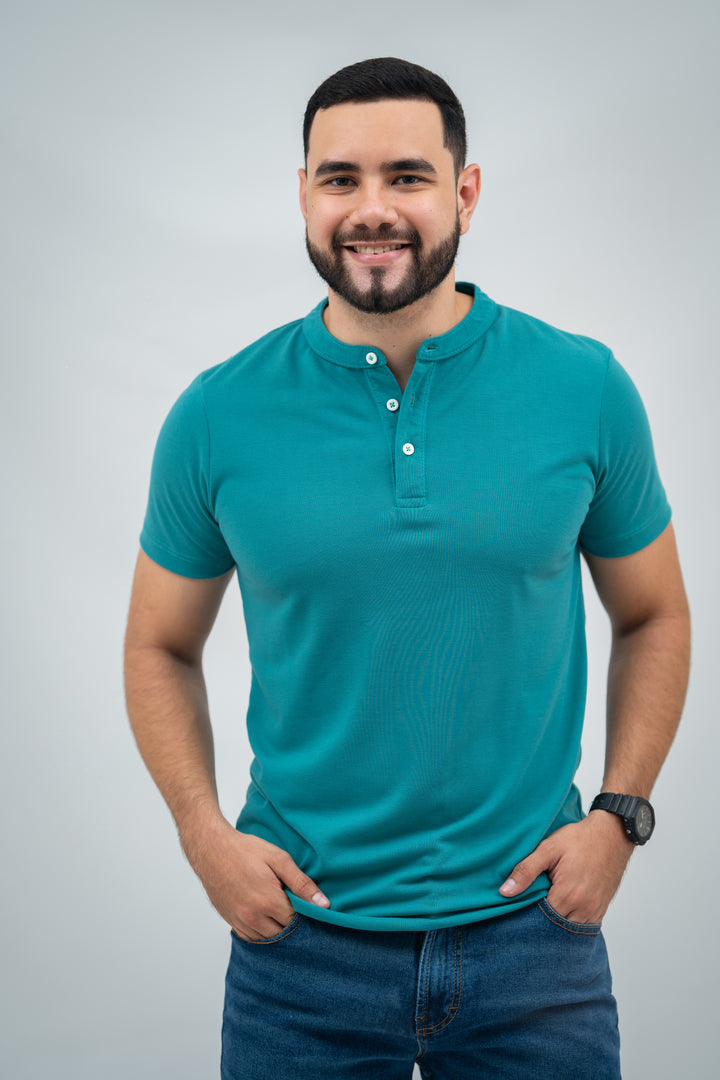 Polo cuello chino - verde