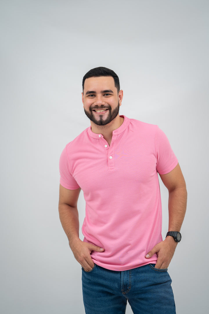 Polo cuello chino - rosa