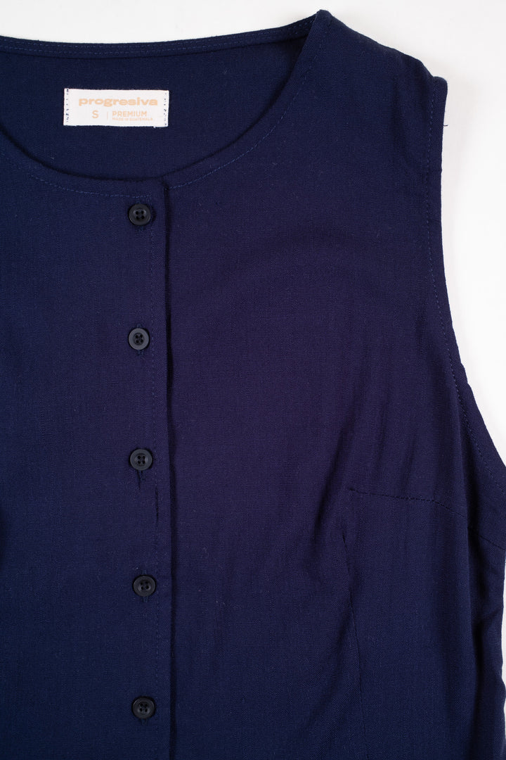 Blusa de botones - sin mangas - azul