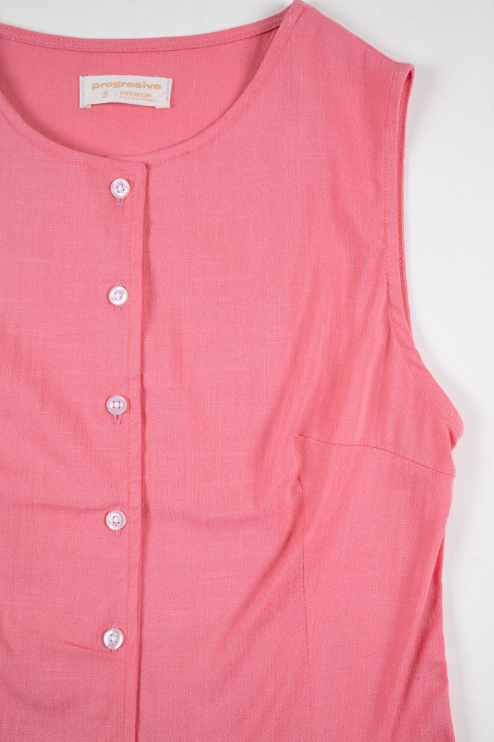 Blusa de botones - sin mangas - rosa