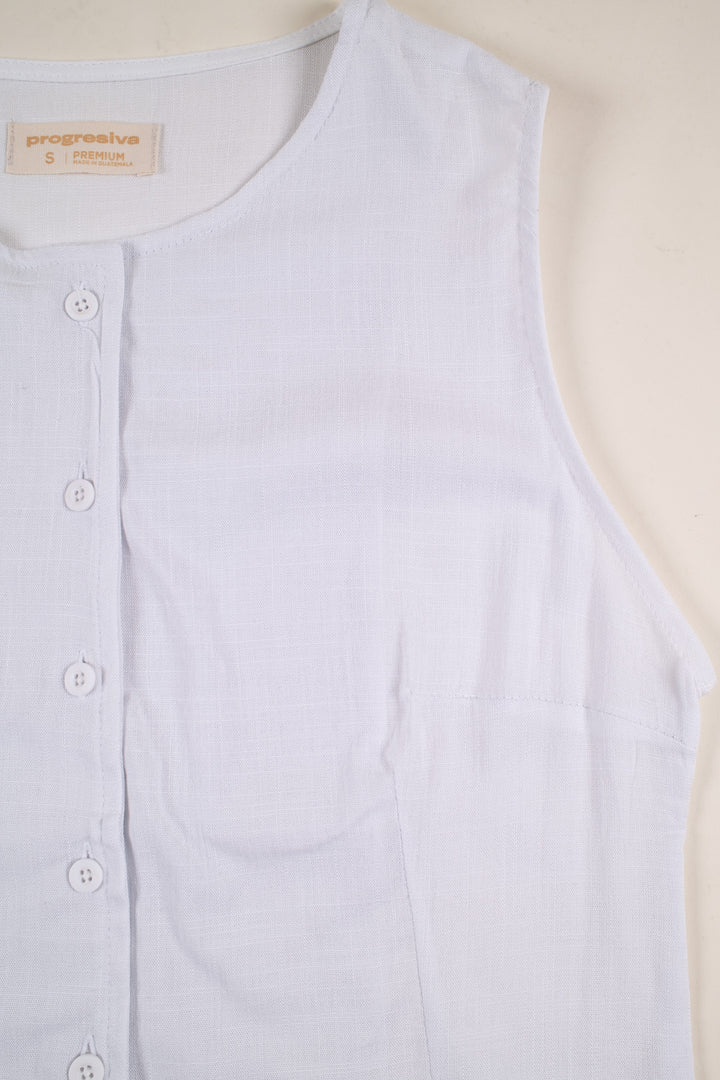 Blusa de botones - sin mangas - blanca