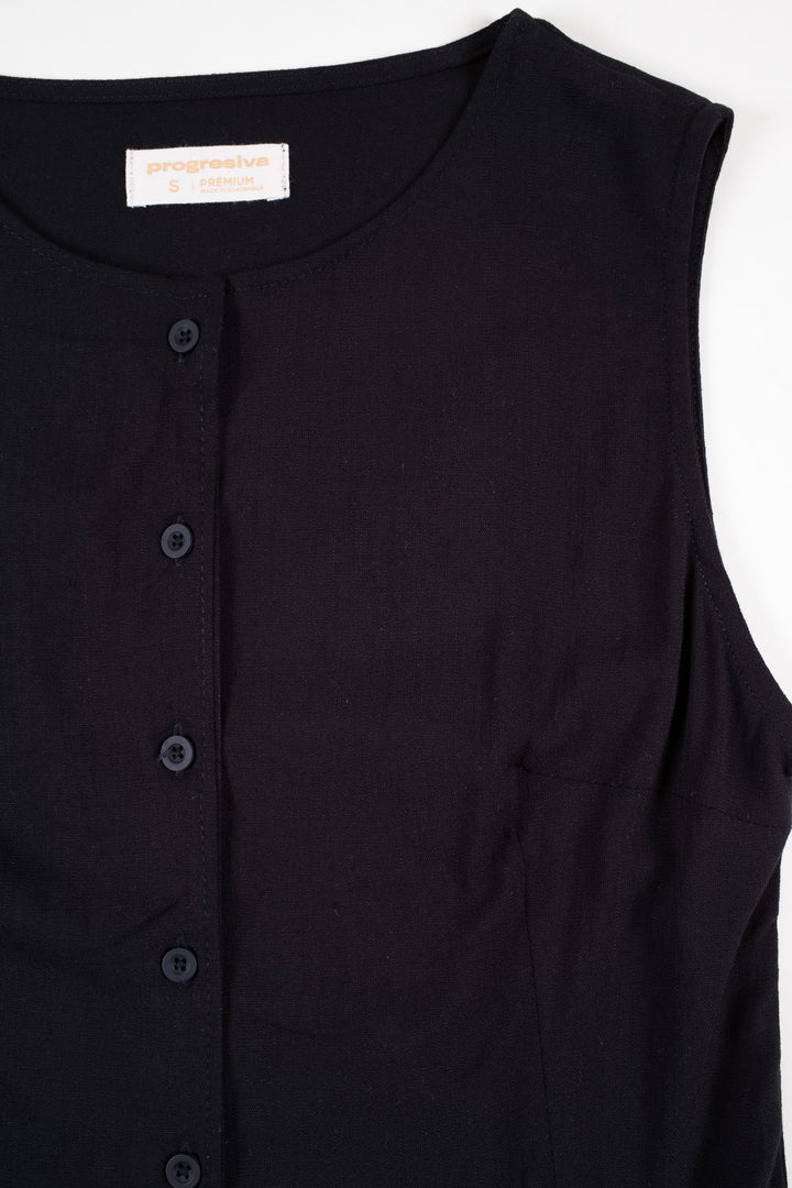 Blusa de botones - sin mangas - negro