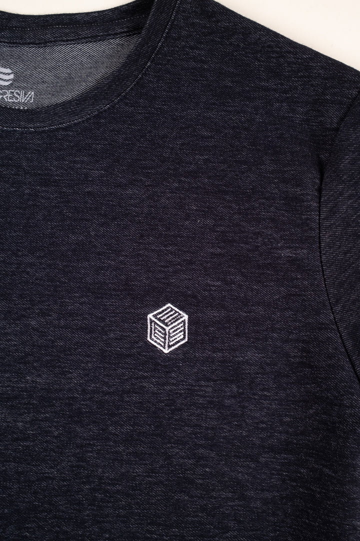 Playera Regular Fit  - azul marino bordado blanco