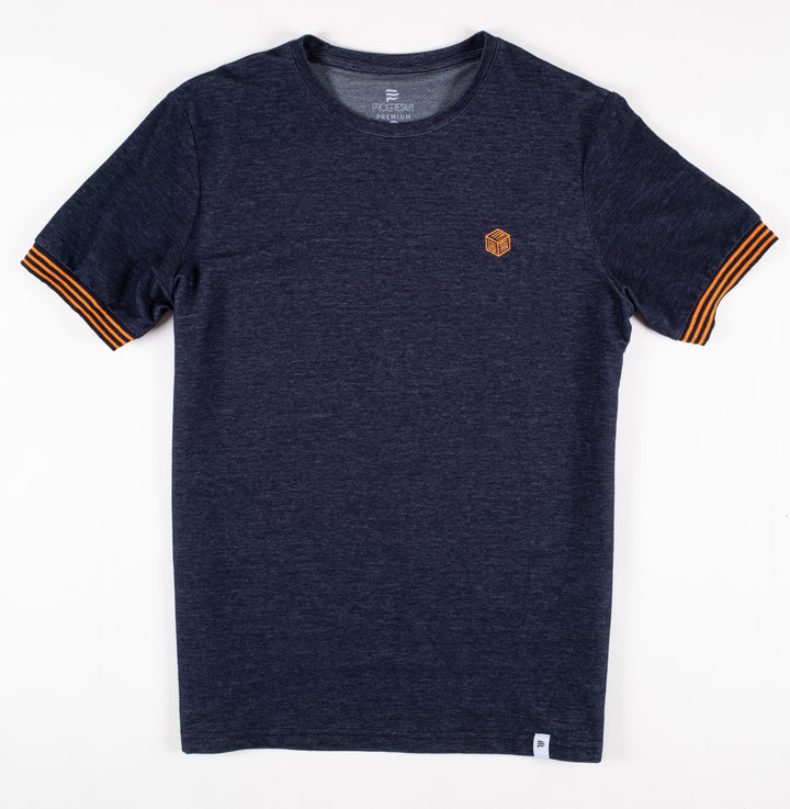 Playera Regular Fit  - azul marino bordado naranja