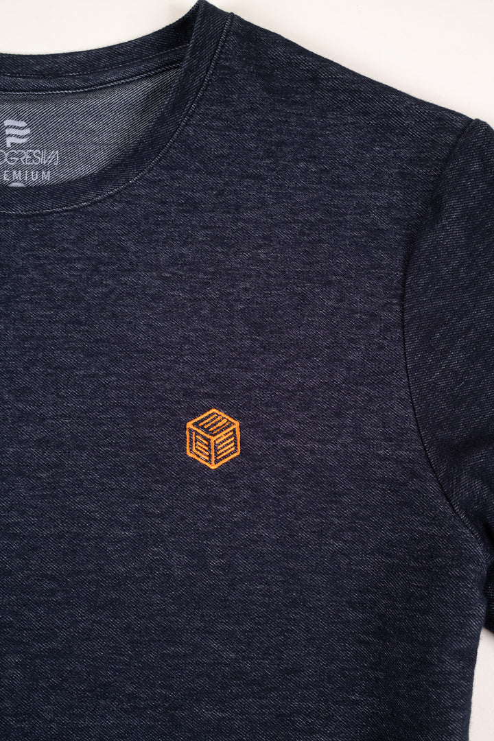 Playera Regular Fit  - azul marino bordado naranja