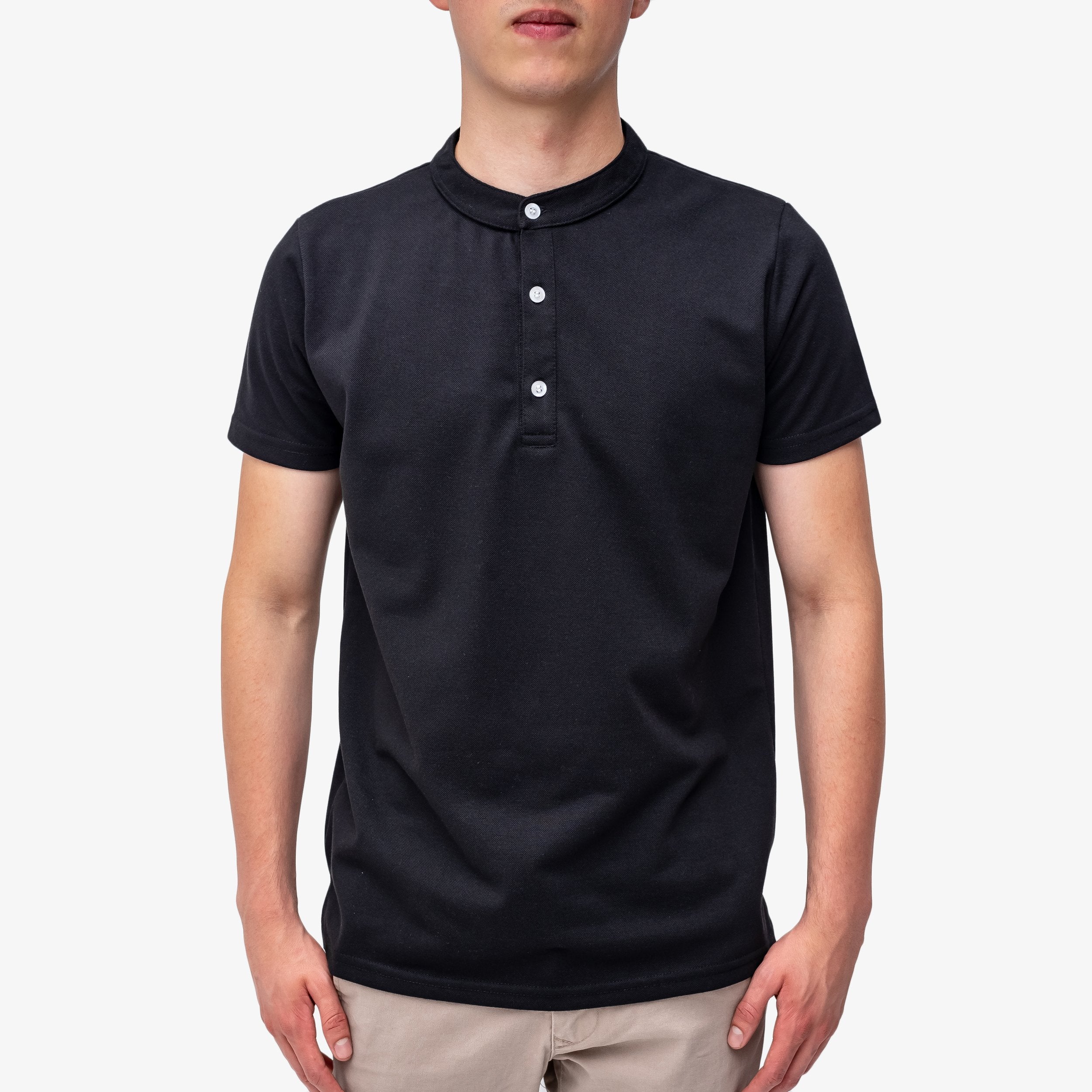 Polo cuello mao Negro