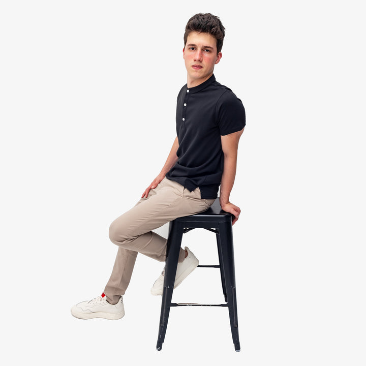 Polo cuello chino - Negro