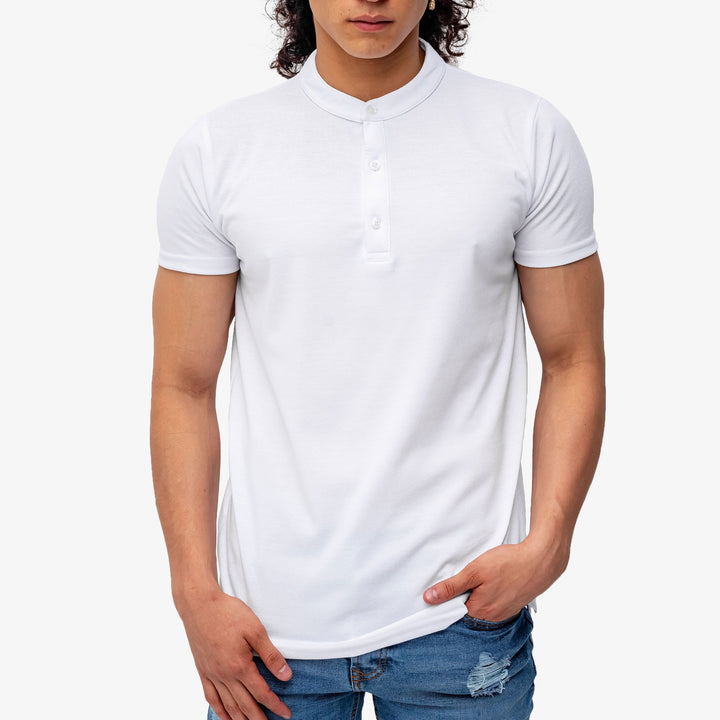 Polo cuello chino - Blanco